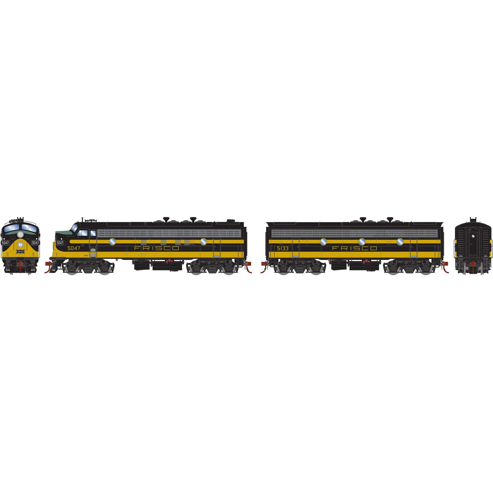 HO FP7A F9B with DCC & SND SLSF Blk & Yel #5047 #5133