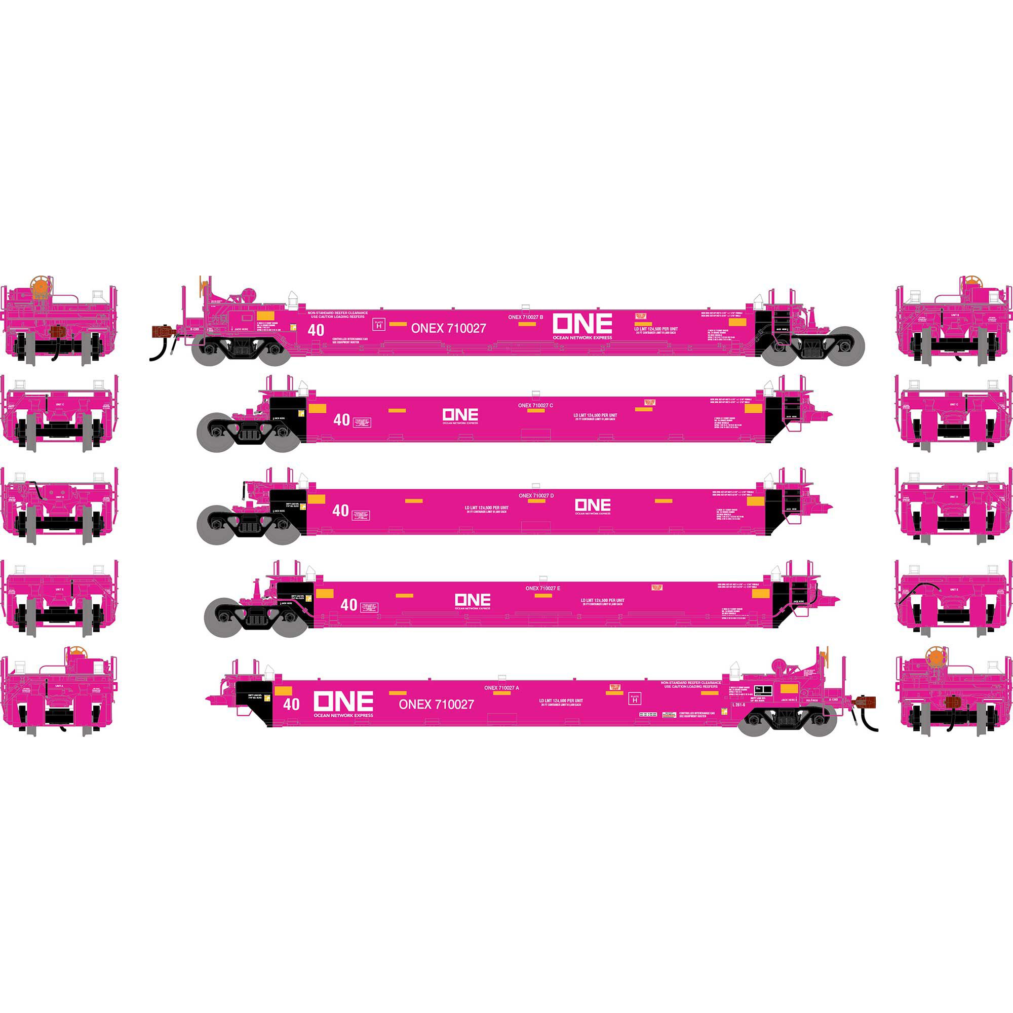 Athearn Athearn HO ATH Gunderson Maxi-I Well Cars (5), ONEX