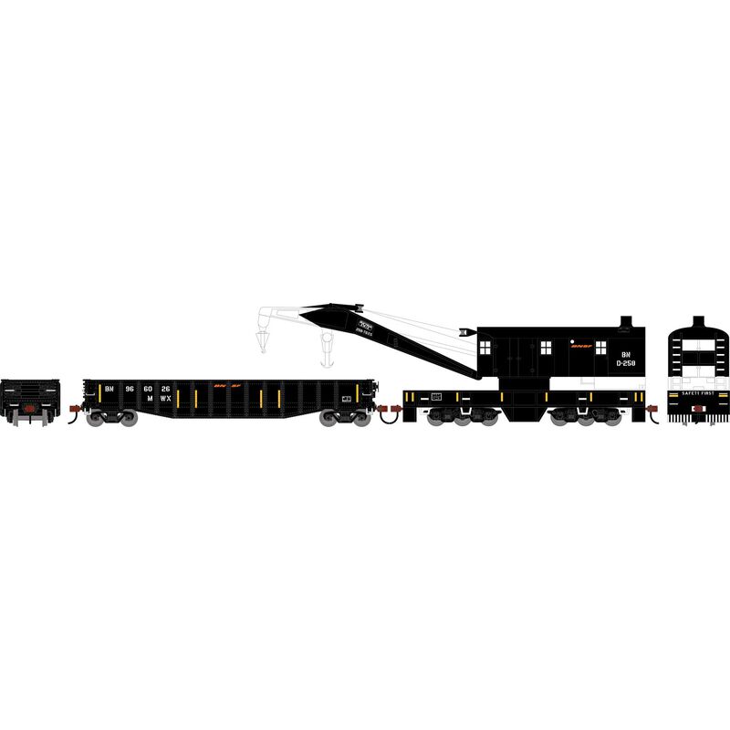 HO ATH 200-Ton Crane and 50' Gondola Set, BN #D-258 (Crane); #966026 (Gondola)