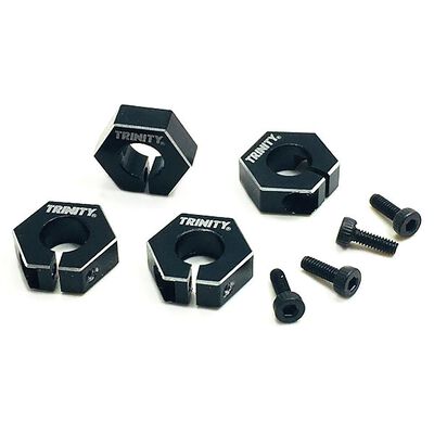 Clamping Aluminum Wheel Hexes, Black (4): Tekno EB410 Clamping Aluminum Wheel Hexes, Black (4): Tekno EB410