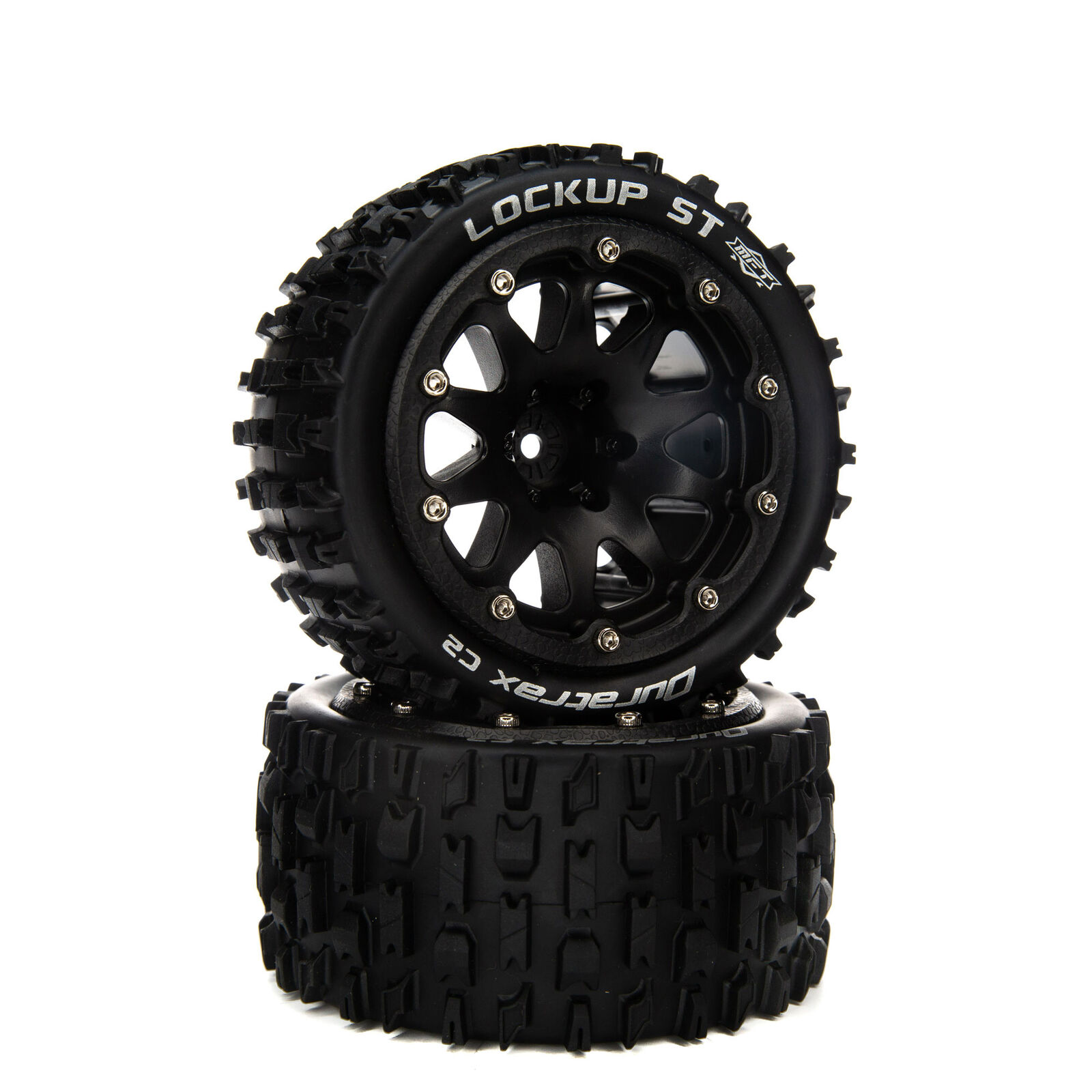Lockup ST Belted 2.8" Mounted Front/Rear Tires, 14mm Black (2)