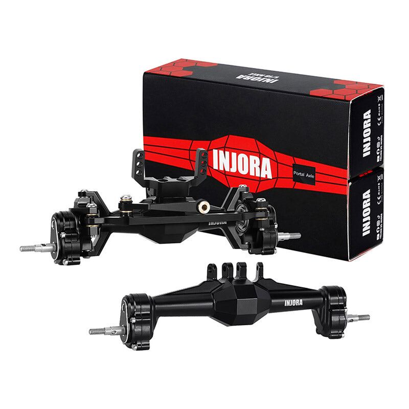 INJORA Aluminum Plantet Axles with Scale Hydraulic Steering, Black, 1/18 Traxxas TRX-4M