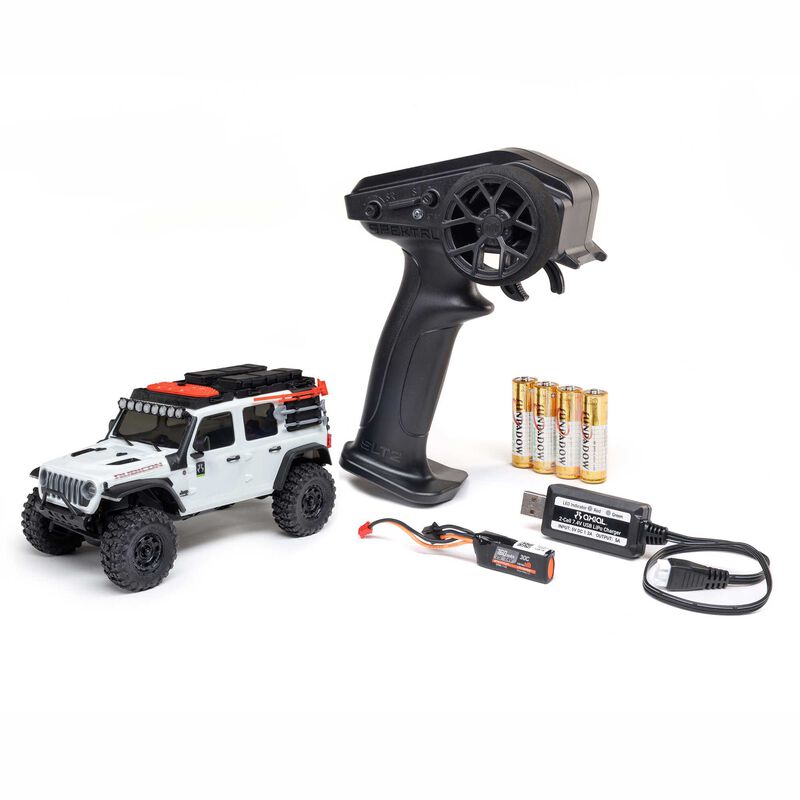 1/30 SCX30 Jeep Wrangler JLU 4X4 RTR Brushed Rock Crawler (Battery & Charger Included), White