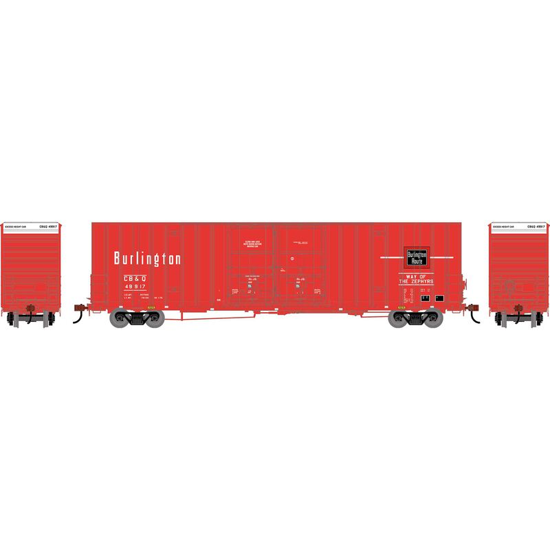 HO ATH 60' Gunderson High-Cube Double Door Box Car, Legendary Liveries CBQ #49917