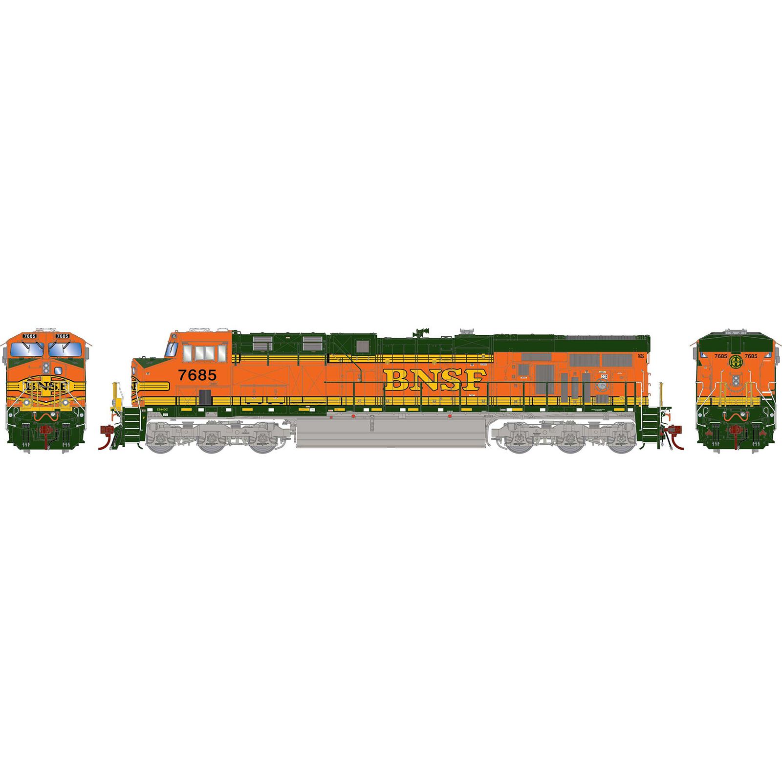 HO ES44DC Locomotive with DCC & Sound, BNSF #7685