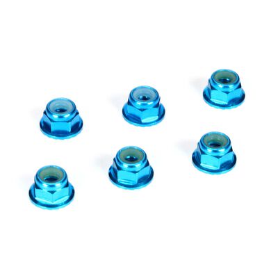 4mm Aluminum Serrated Lock Nuts, Blue (6) 4mm Aluminum Serrated Lock Nuts, Blue (6)