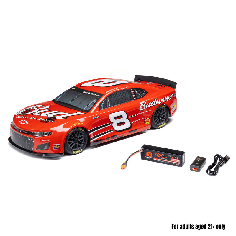 1/12 NASCAR RC Racecar Dale Earnhardt Jr. No. 8 Budweiser Chevrolet ZL1 2S AWD RTR Brushed On-Road (Battery & Charger Included), Red