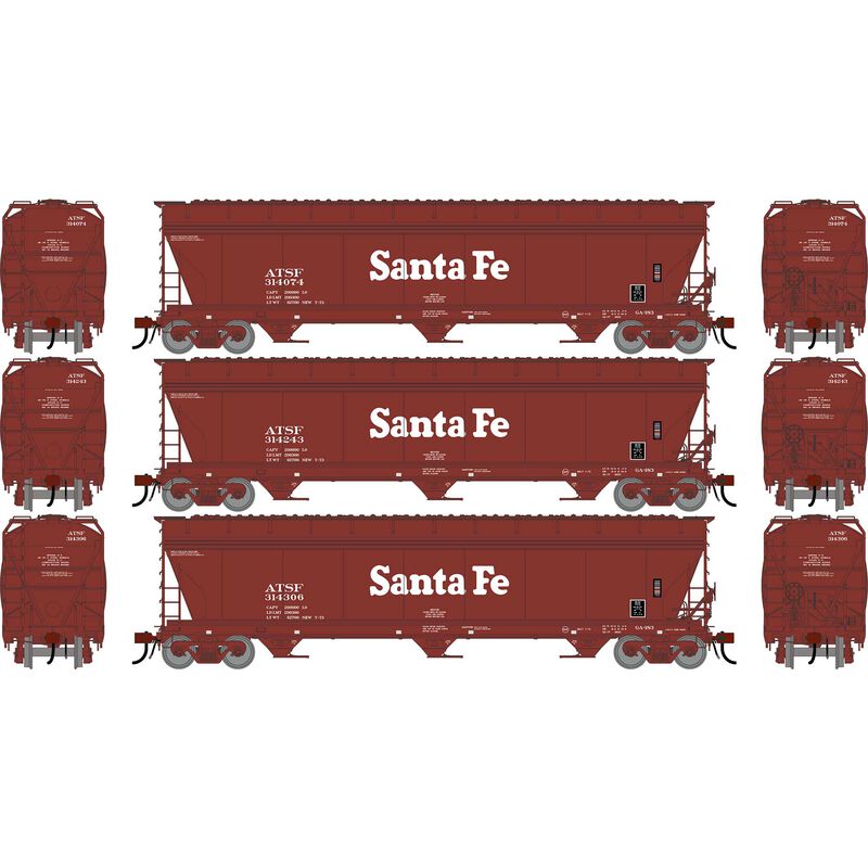 HO GEN ACF 4600 Covered Hopper, ATSF #314074/314243/314306 (3)