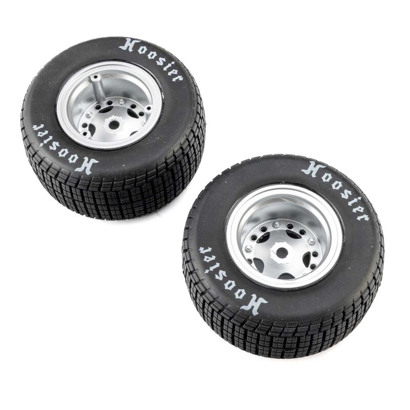 Losi Hoosier Tires, Soft, Mounted, Satin Aluminum, Left/Right (2): 22S DLM