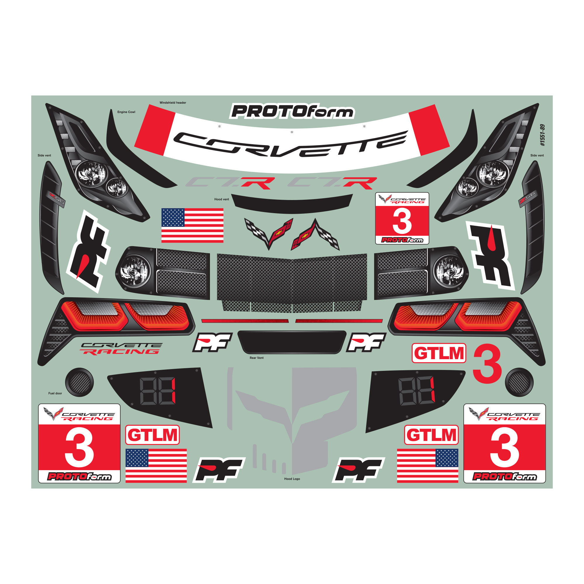PROTOform 1/8 Chevrolet Corvette C7.R Clear Body: 1:8 GT