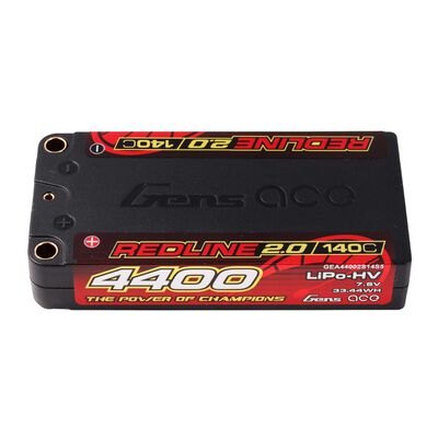 7.6V 4400mAh 2S 140C Redline 2.0 LiHV Hardcase Battery: 5.0mm Bullet 7.6V 4400mAh 2S 140C Redline 2.0 LiHV Hardcase Battery: 5.0mm Bullet