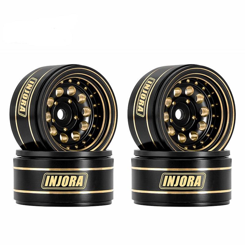 INJORA W1008 1.0" Brass -2.65mm Offset Beadlock Rock Crawler Wheels, Black (4)