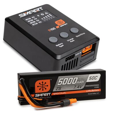 Smart Powerstage Surface Bundle: 5000mAh 2S 50C LiPo Battery (IC3) / 100W S100 Charger Smart Powerstage Surface Bundle: 5000mAh 2S 50C LiPo Battery (IC3) / 100W S100 Charger