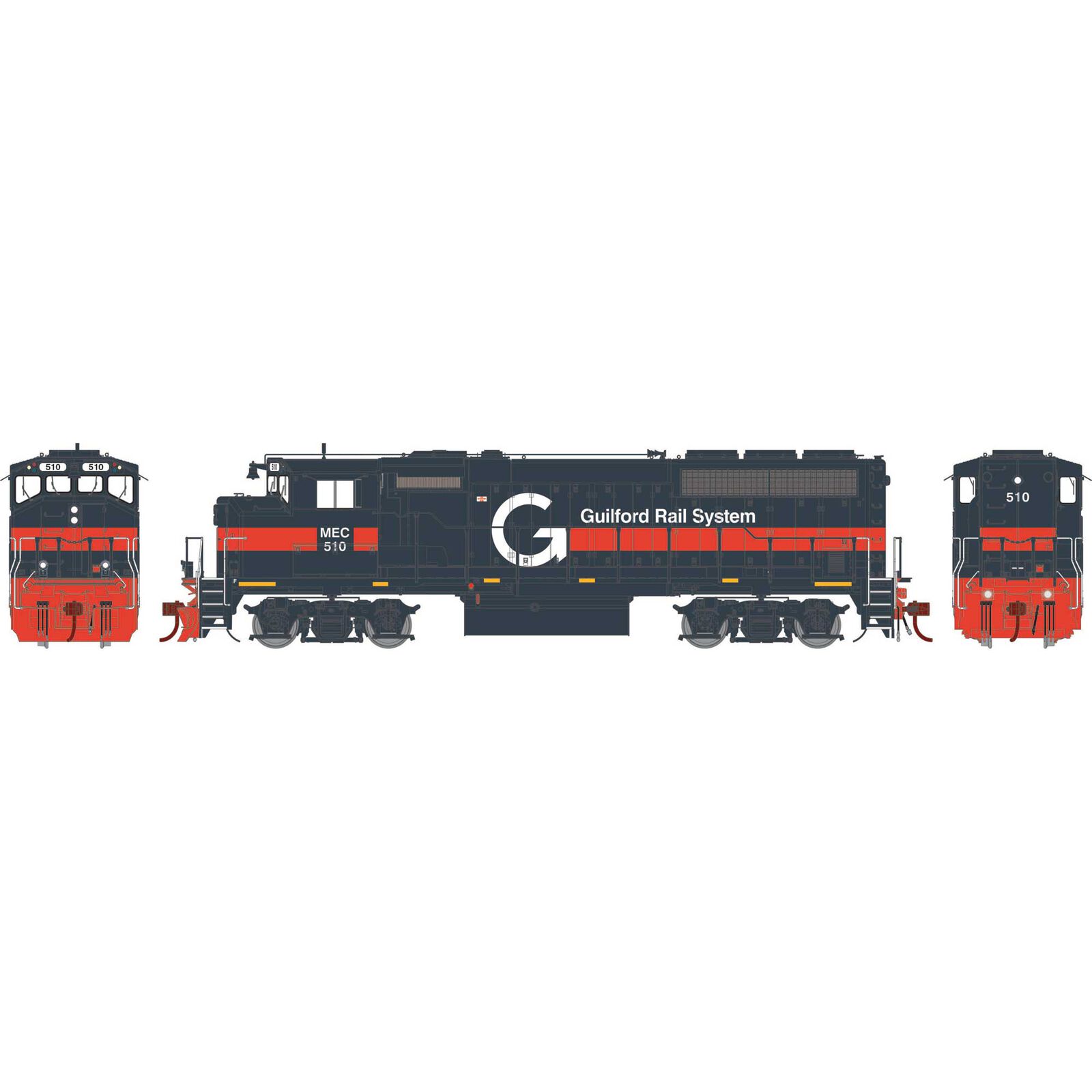 HO GP40P-2 Locomotive with DCC & Sound, Guilford/MEC #510