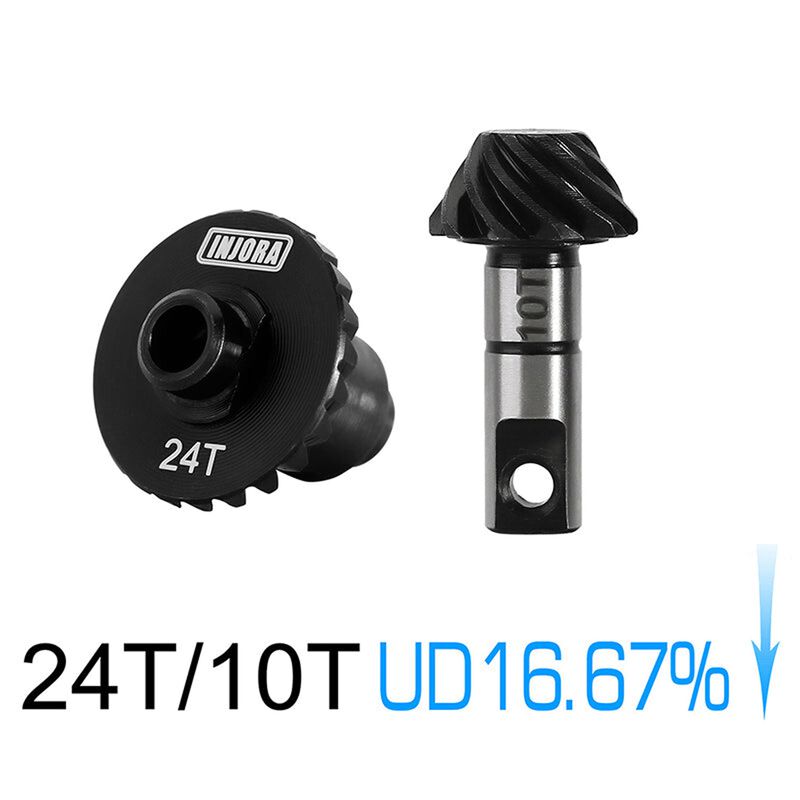 INJORA 24T/10T Steel Underdrive Helical Differential Gears, 1/18 Traxxas TRX-4M
