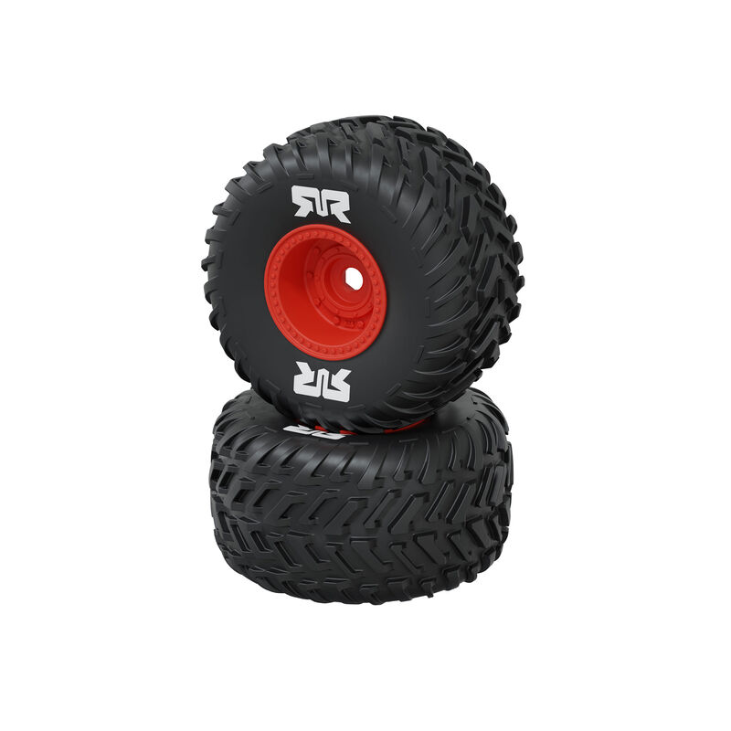 ARRMA dBoots Cut Chevron Monster Truck Tire Set, Glued 16mm (2pcs), Red