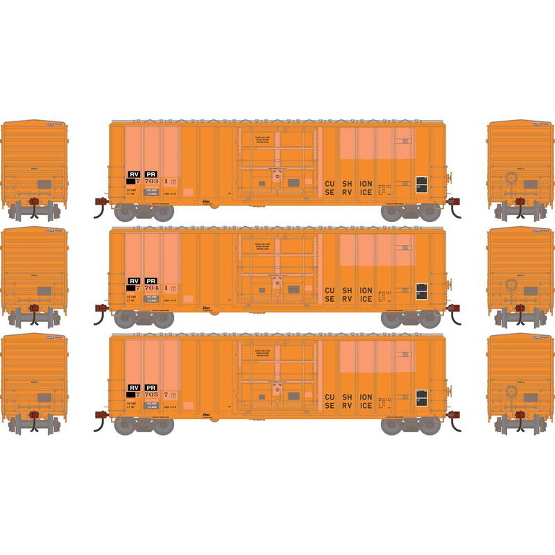 HO ATH 50' FMC 5327 12' Plug Door Box Car, Primed for Grime RVPR #77031/77041/77057 (3)