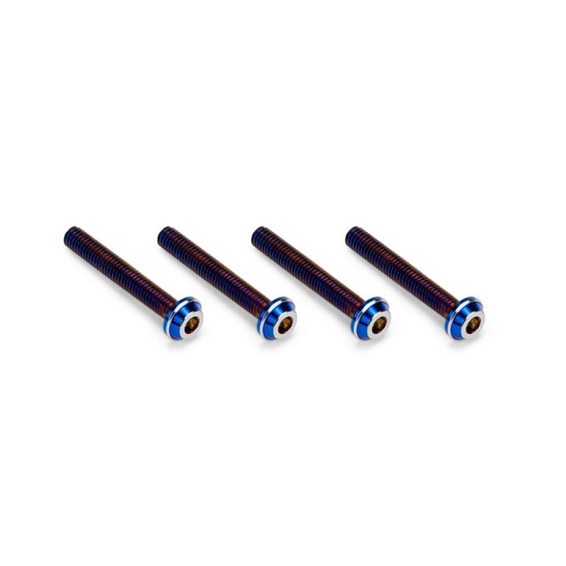 3x20mm Top Hat Titanium screw, burnt blue - 4pc 3x20mm Top Hat Titanium screw, burnt blue - 4pc