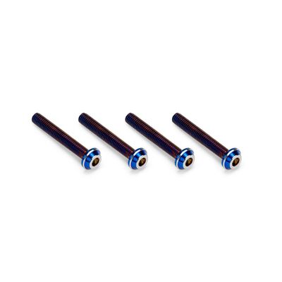 3x20mm Top Hat Titanium screw, burnt blue - 4pc 3x20mm Top Hat Titanium screw, burnt blue - 4pc