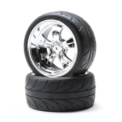 Mounted RR 5-Spoke Wheel Tire 54x30mm Chrome (2) Mounted RR 5-Spoke Wheel Tire 54x30mm Chrome (2)