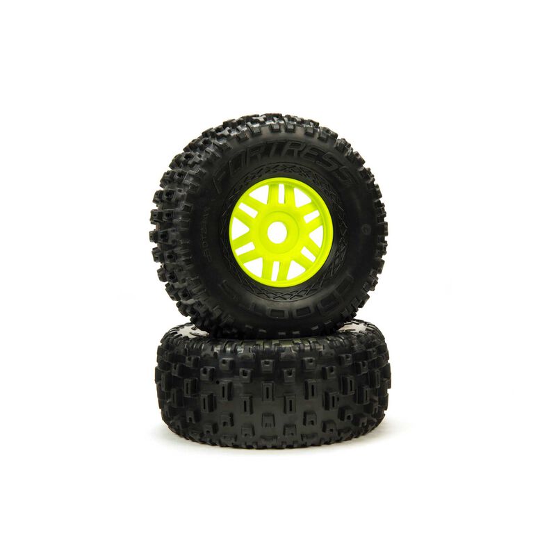 1/7 dBoots Fortress Front/Rear 2.4/3.3 Pre-Mounted Tires, 17mm Hex, Green (2)