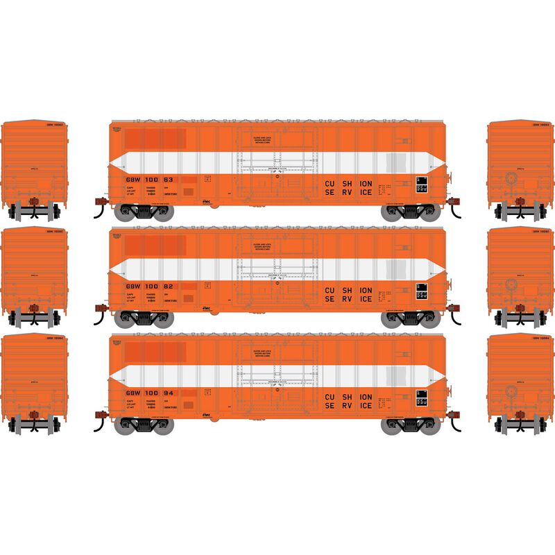 HO ATH 50' FMC 5327 12' Plug Door Box Car, GBW #10063/10082/10094 (3) HO ATH 50' FMC 5327 12' Plug Door Box Car, GBW #10063/10082/10094 (3)