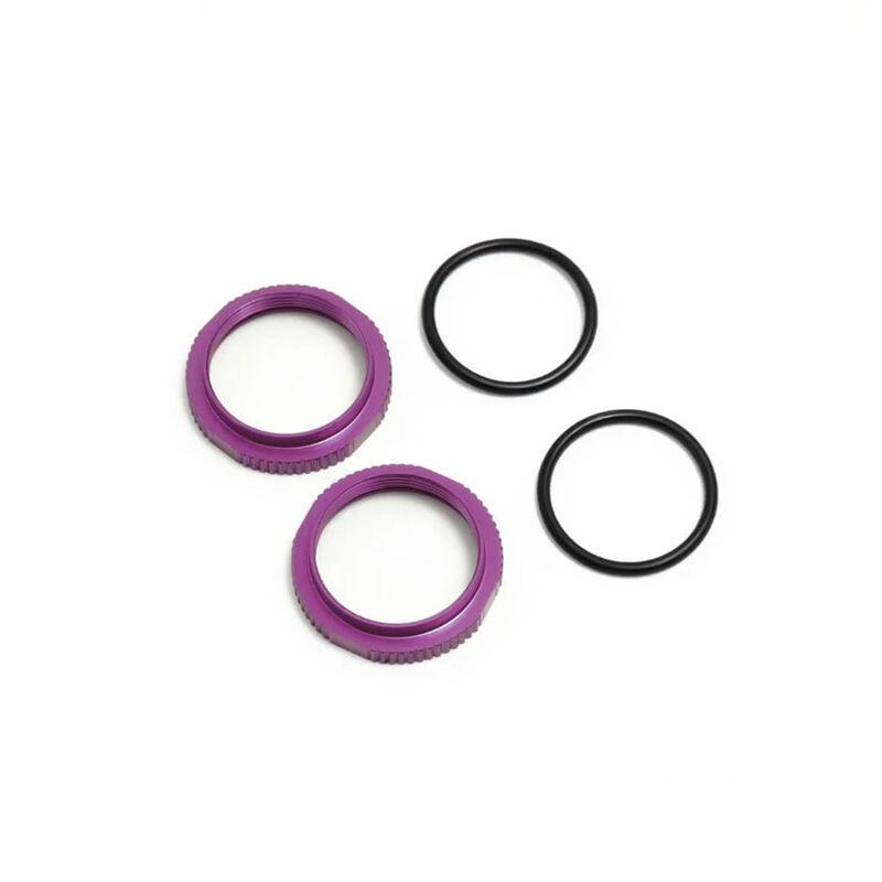 TEKNO RC LLC Aluminum Shock Adjustment Nuts & O-Rings, Purple (2) TEKNO RC LLC Aluminum Shock Adjustment Nuts & O-Rings, Purple (2)