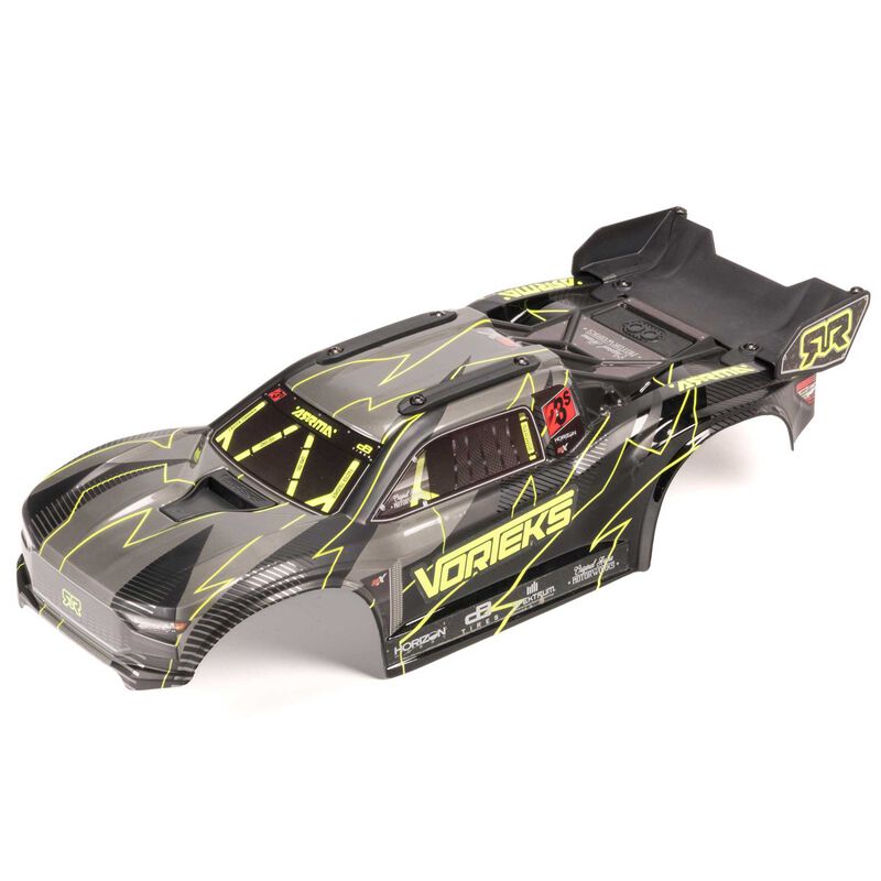1/10 Painted Decaled Trimmed Body Set with Hidden Body Mount, Yellow/Black: VORTEKS 2WD