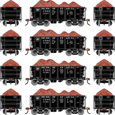 HO 26' PC&F Ore Car Tight-Bottom Low Side with Load, PRR #15017/15069/15085/15091 (4) HO 26' PC&F Ore Car Tight-Bottom Low Side with Load, PRR #15017/15069/15085/15091 (4)