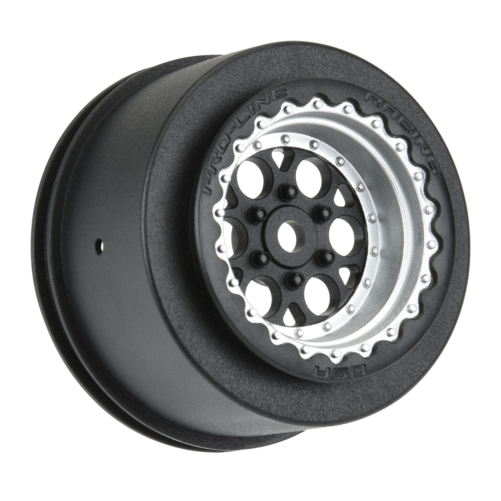 Pro-Line Racing 1/16 Showtime+ Rear 8mm Hex Wheels Black/Silver (2