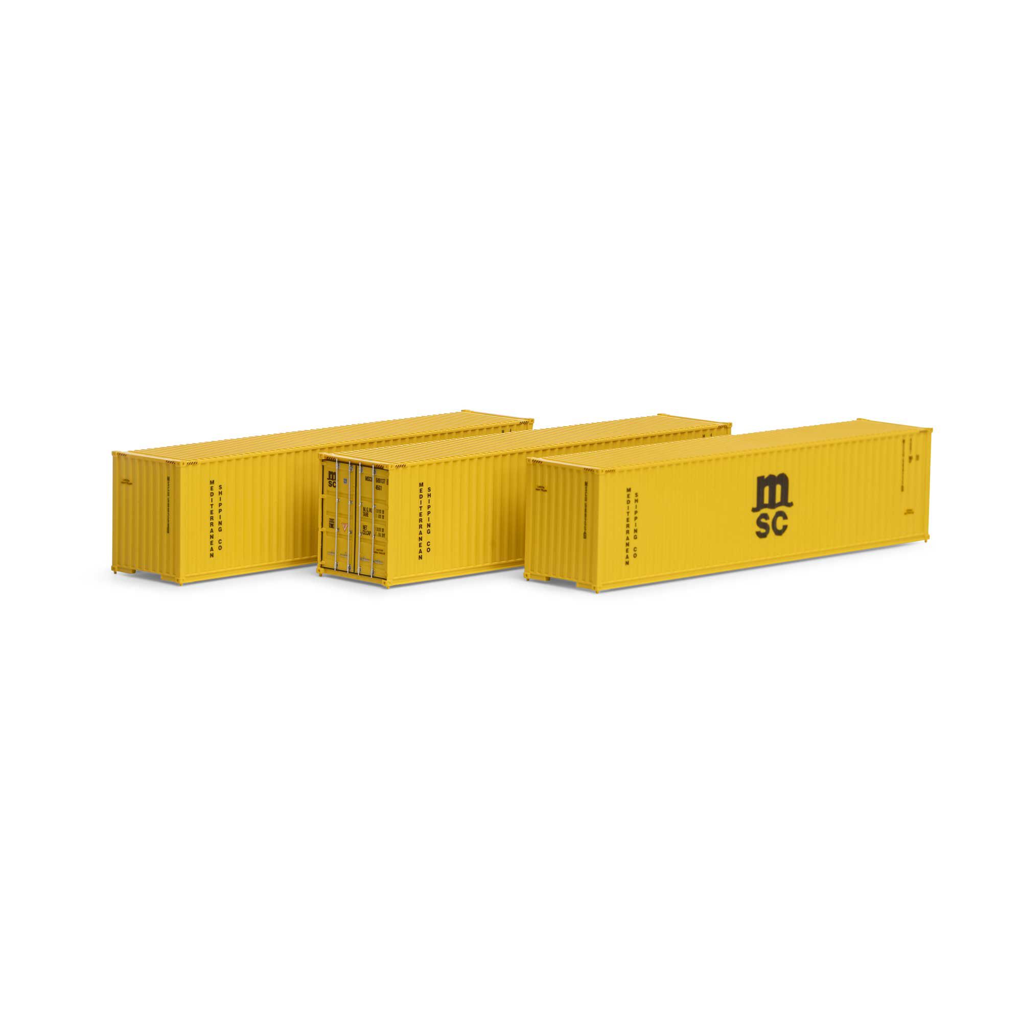 Athearn HO RTR 40' Corrugated HC Container,MSC/Yellow#1(3