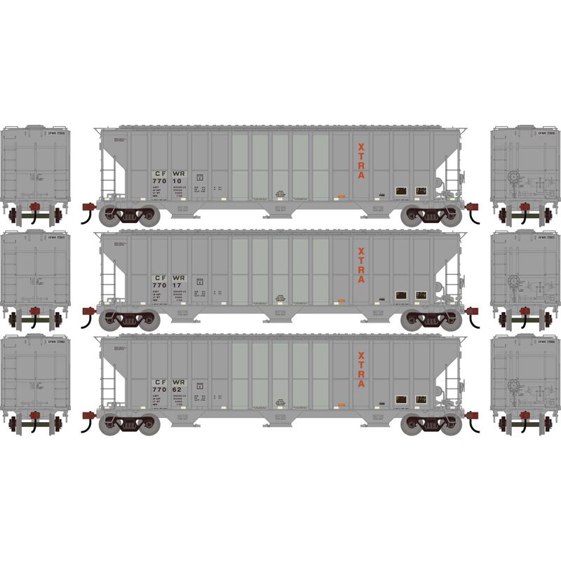 HO ATH FMC 4700 Covered Hopper, Primed For Grime CFWR #77010/77017/77062 (3)