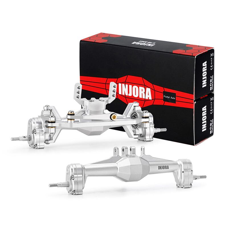 INJORA Aluminum +5mm Diamond Portal Axles, Silver, 1/18 Traxxas TRX-4M