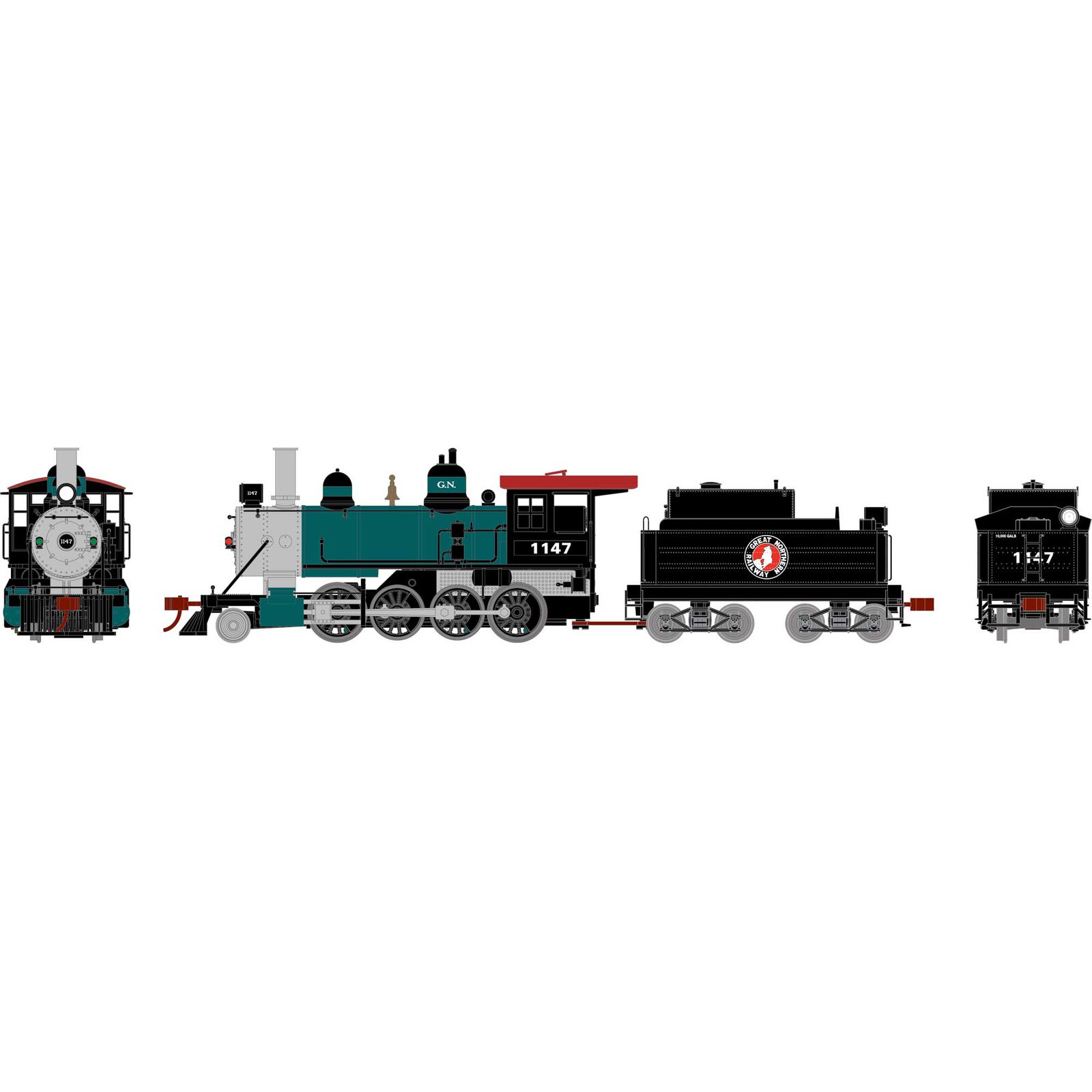 HO Old Time 2-8-0 Locomotive with DCC & Sound, GN #1147
