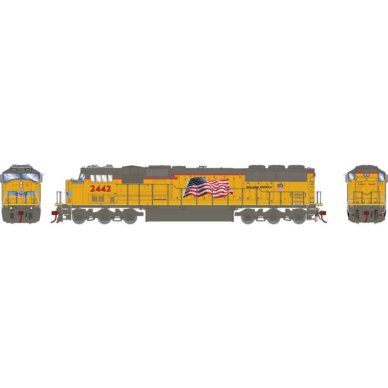 HO SD60M with DCC & Sound, UP/Yellow Sill/Flag #2442