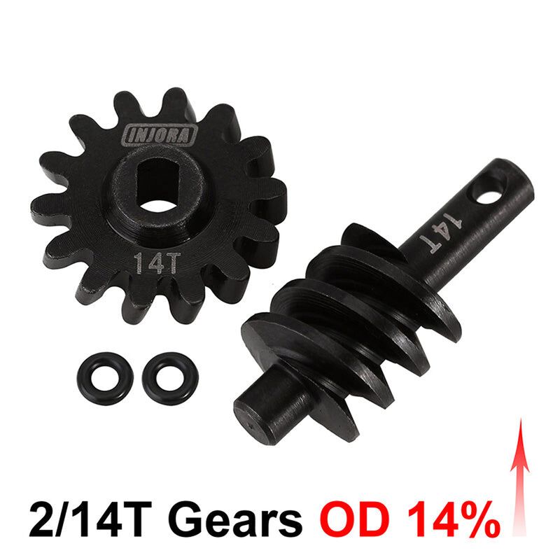 INJORA Steel 2/14T 23% Overdrive Helical Differential Gear Set, 1/24 Axial SCX24