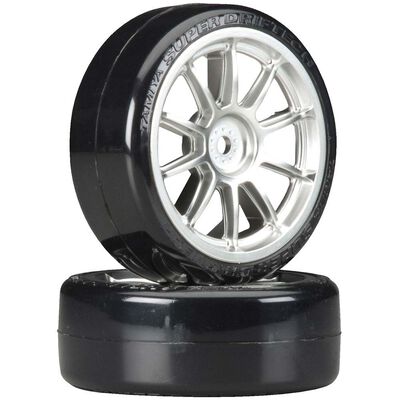 Metal Plated 10-Spoke Wheels with Mounted Super Drift Tech Tires, 24mm (2) Metal Plated 10-Spoke Wheels with Mounted Super Drift Tech Tires, 24mm (2)