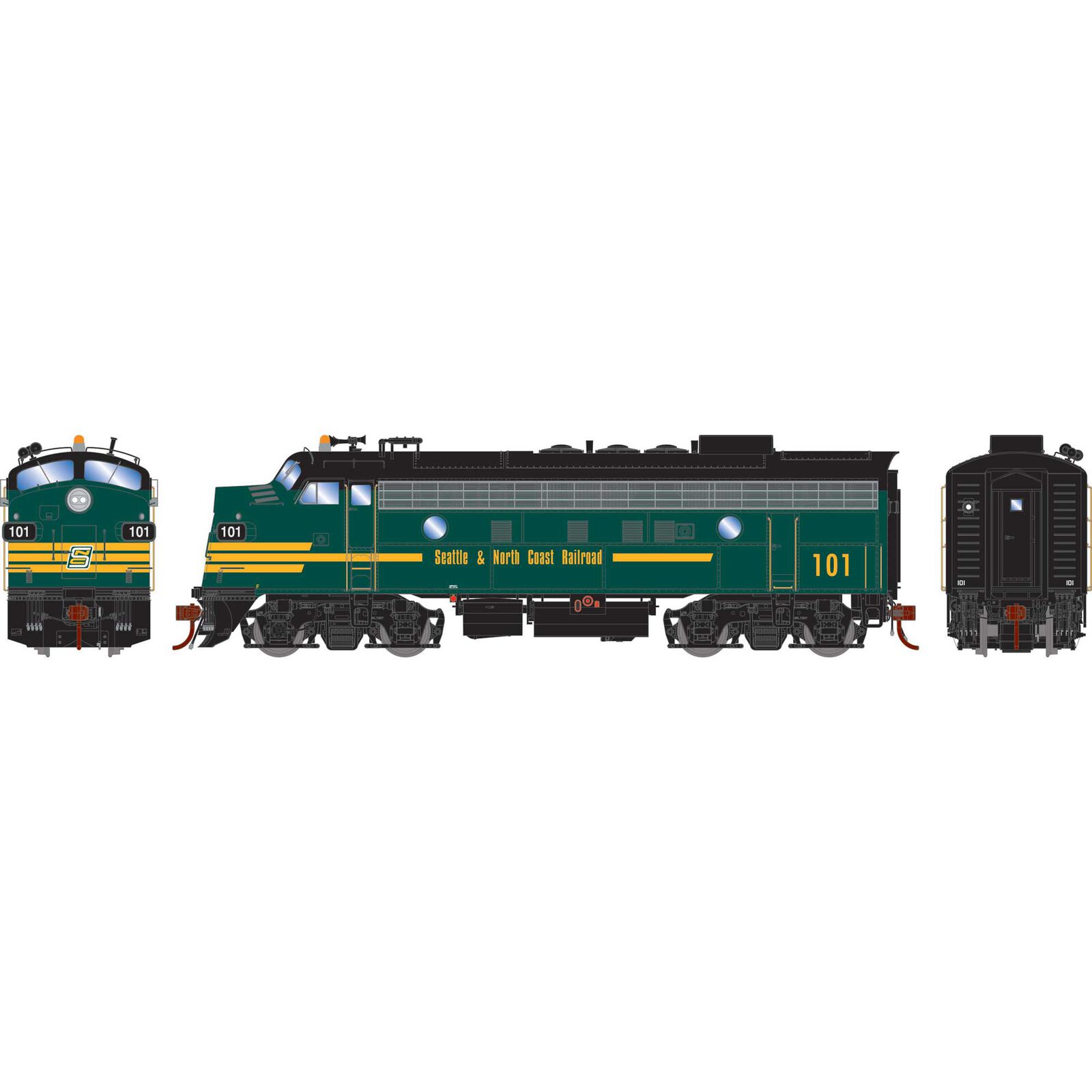 HO F7A Locomotive with DCC & Sound, Freight SNCT #101