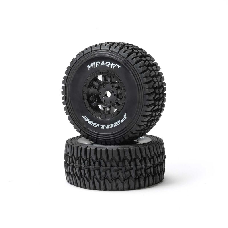 Pro-Line Racing 1/16 Mirage TT Front/Rear Tires Mounted Black Split Six Wheels, 12mm Hex, Black (4): ARRMA MOJAVE GROM