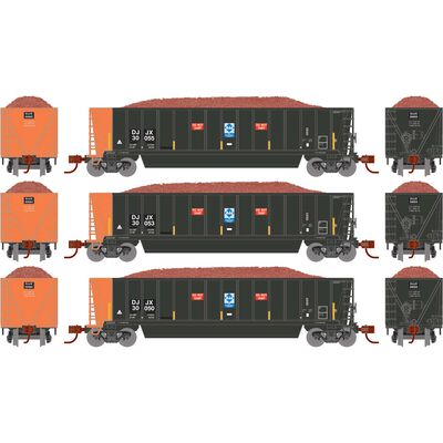 N ATH Berwick Bathtub Gondola with Load, DJJX Primed For Grime #30050/30053/30055 (3) N ATH Berwick Bathtub Gondola with Load, DJJX Primed For Grime #30050/30053/30055 (3)