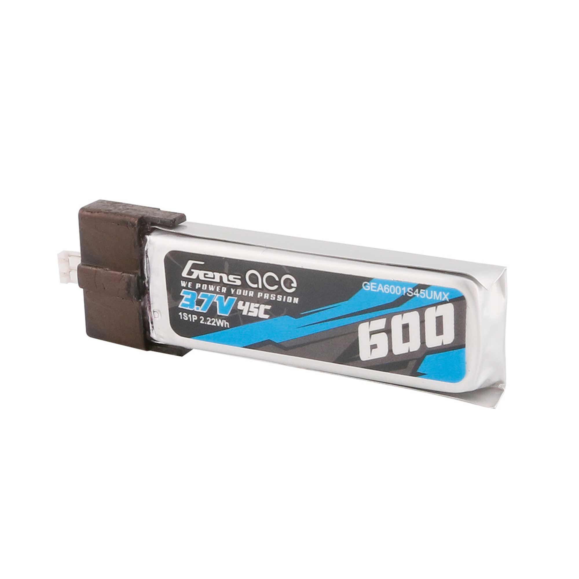 Gens ace 3.7V 600mAh 1S 45C LiPo Battery: JST-PHR | Horizon Hobby