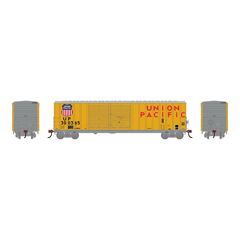 Athearn HO ATH 50' FMC 5077 DD Offset Box Car, UP 'Yellow' #300365 Athearn HO ATH 50' FMC 5077 DD Offset Box Car, UP 'Yellow' #300365