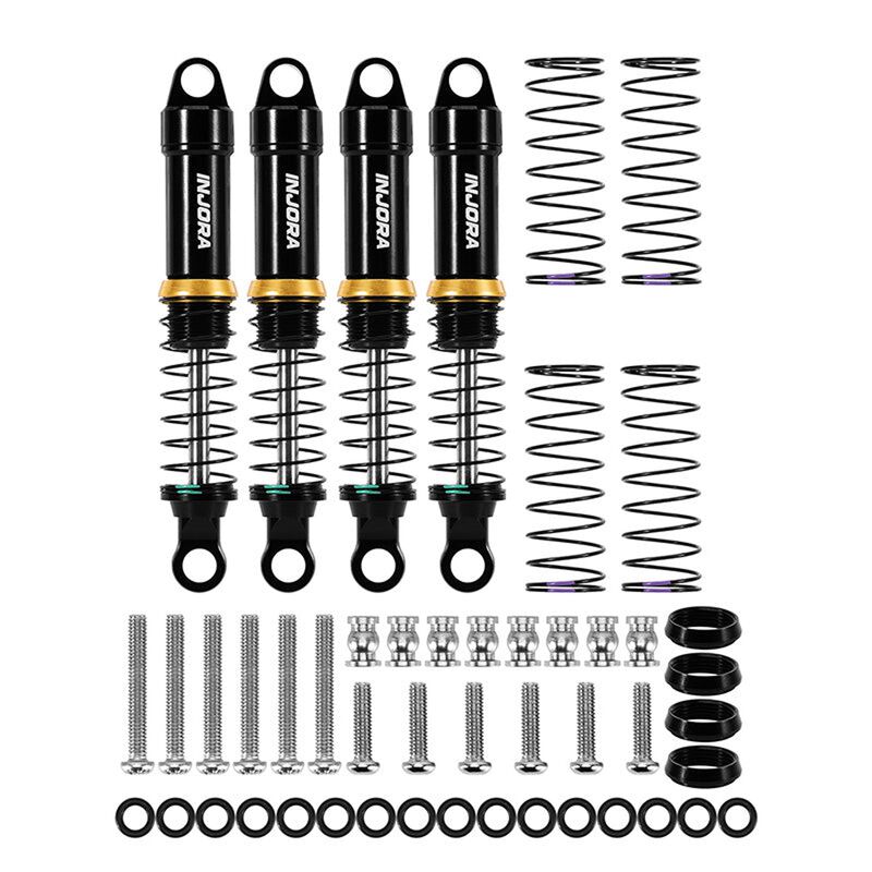 INJORA Aluminum 59mm Lower Spring Oil Shocks, Black, 1/18 Traxxas TRX-4M (4)