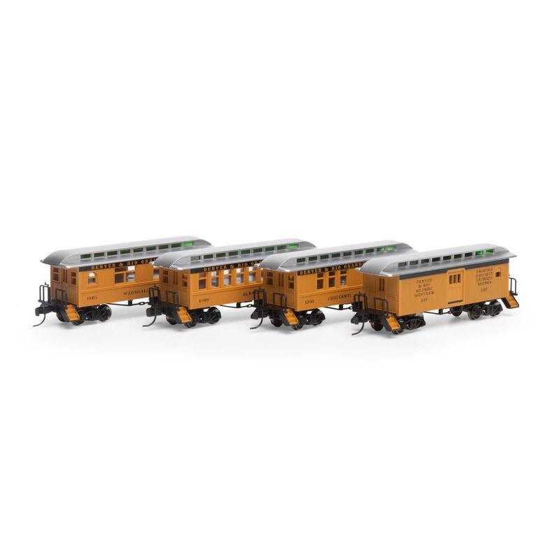 Athearn N 34' Old Time Overton Passenger Set, D&RGW (4) Horizon