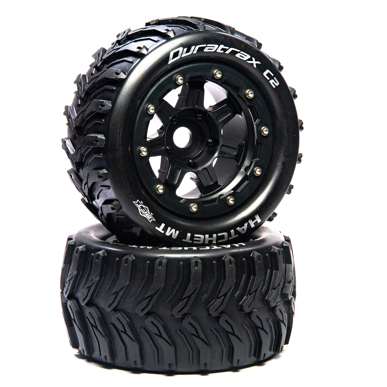 Hatchet MT Belt 2.8" Mounted Front/Rear Tires .5 Offset 17mm, Black (2)