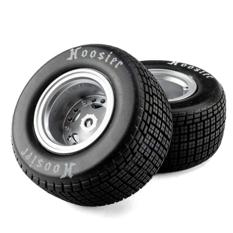 Losi Hoosier Tires, Medium, Mounted, Satin Aluminum, FR/RR (2): 22S DLM Losi Hoosier Tires, Medium, Mounted, Satin Aluminum, FR/RR (2): 22S DLM