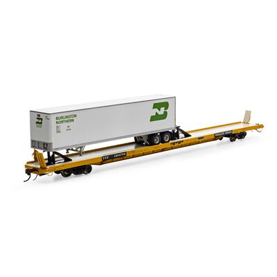 HO F89-F 89'8" Flat with Trailer, TTX/Yellow #154714 HO F89-F 89'8" Flat with Trailer, TTX/Yellow #154714