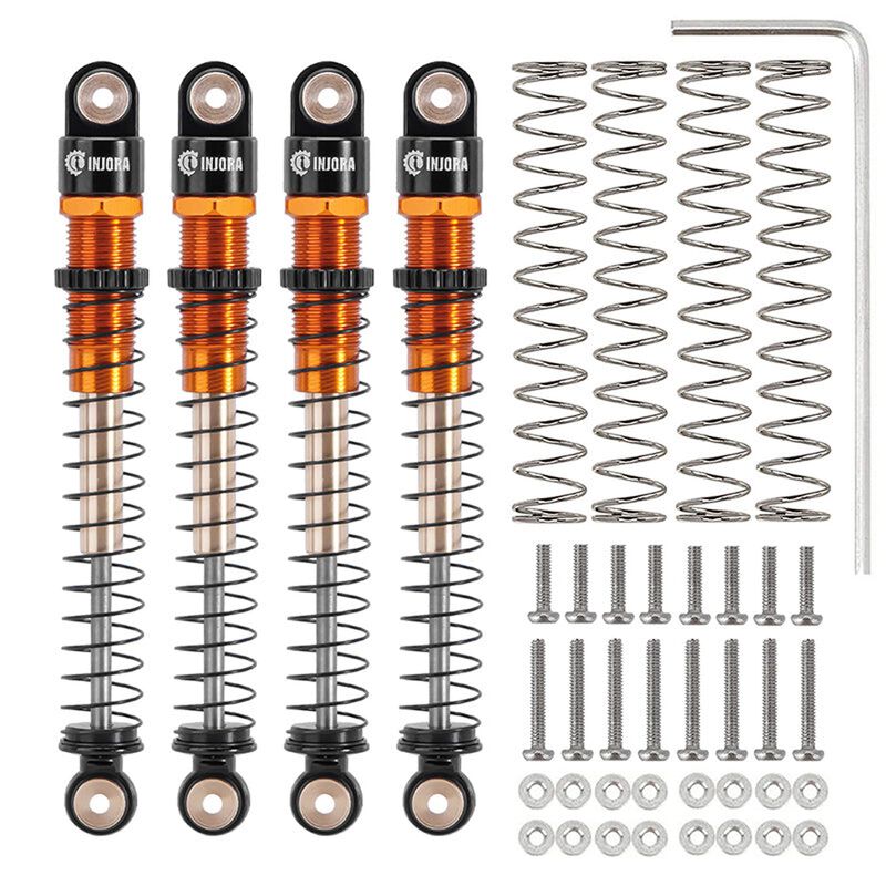 INJORA Aluminum 51mm Threaded Oil Shocks, Orange, 1/24 Axial AX24 (4)