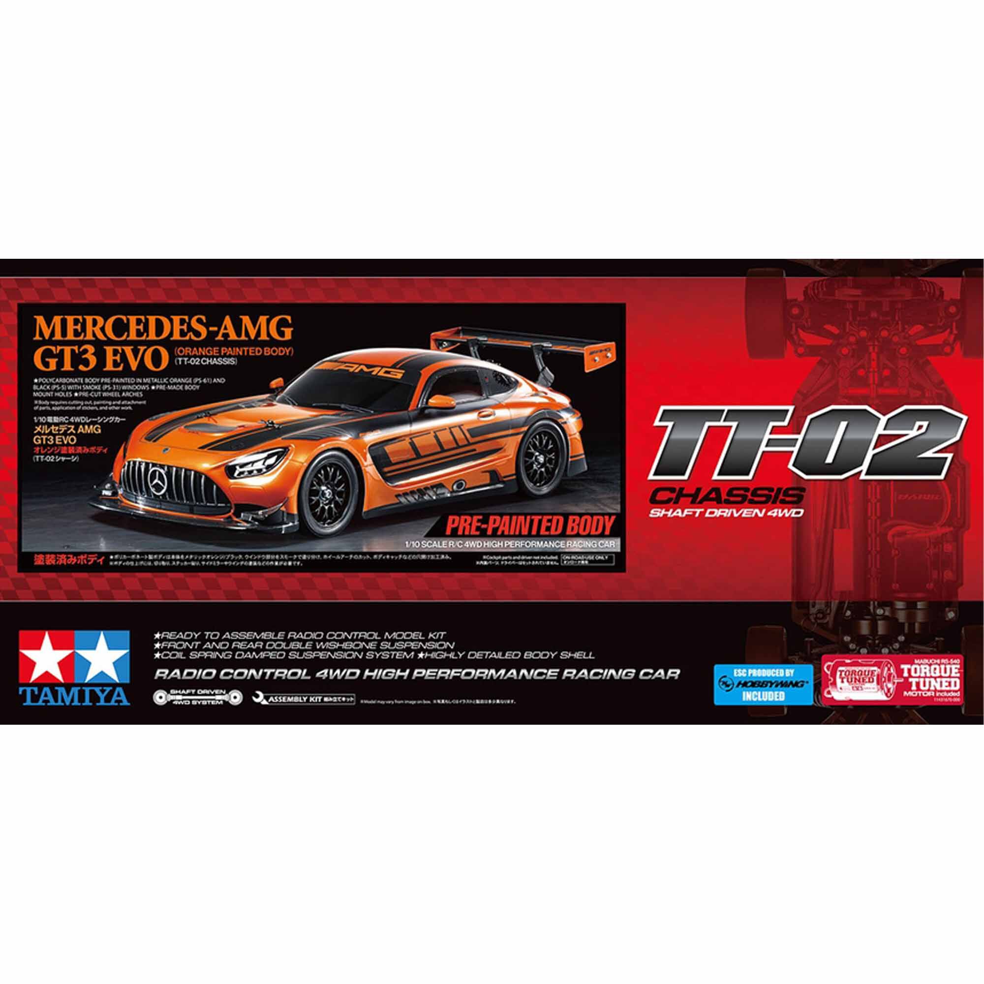 ホビーラジコン Tamiya TT-02 1/10 4WD Mercedes AMG GT3 Tamiya 1/10 Mercedes-AMG GT3 EVO TT-02 4WD On-Road High