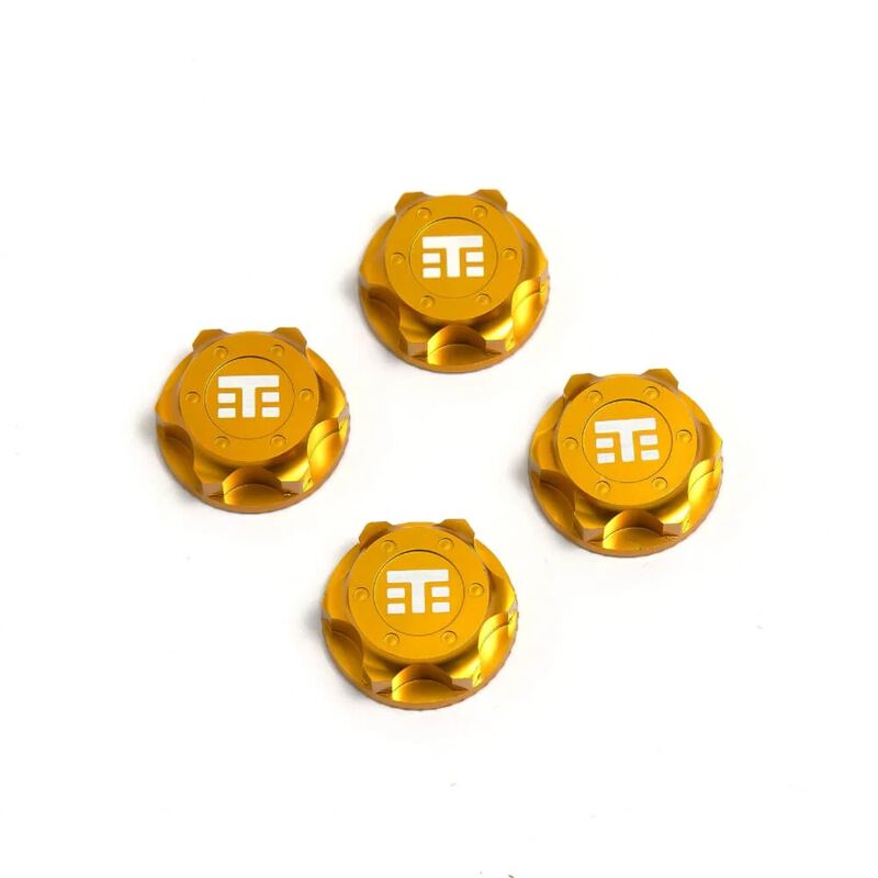 TEKNO RC LLC Aluminum 17mm Wheel Nuts, Yellow (4)
